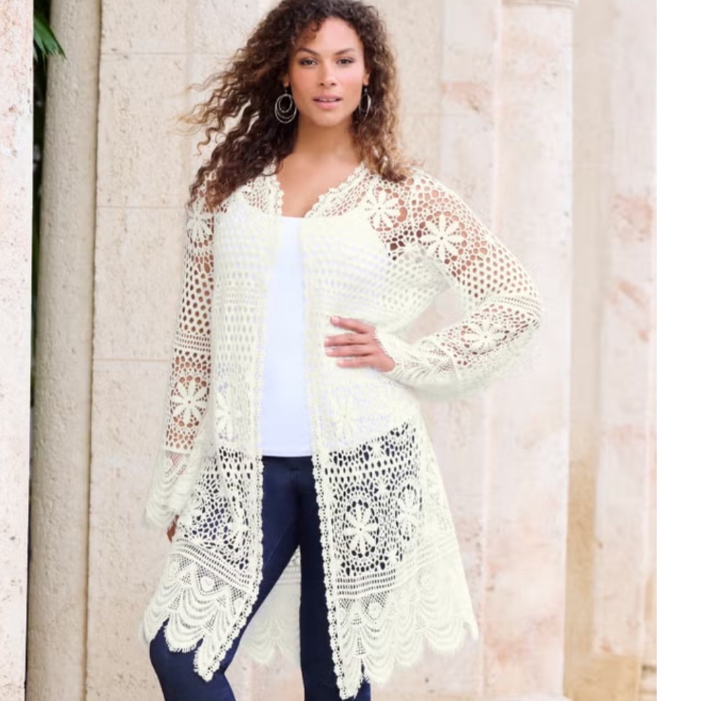 Floral Lace Crochet Duster